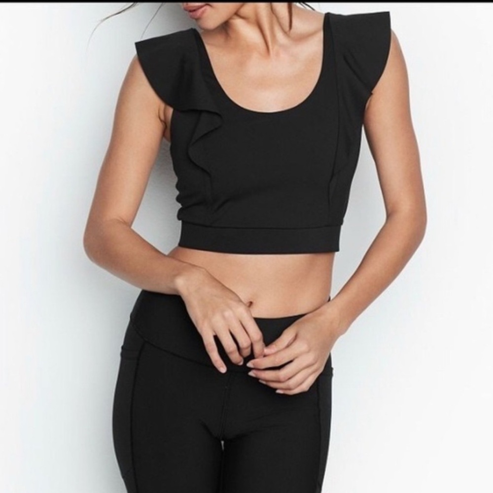 Victoria’s Secret sport ruffle crop top black size M
